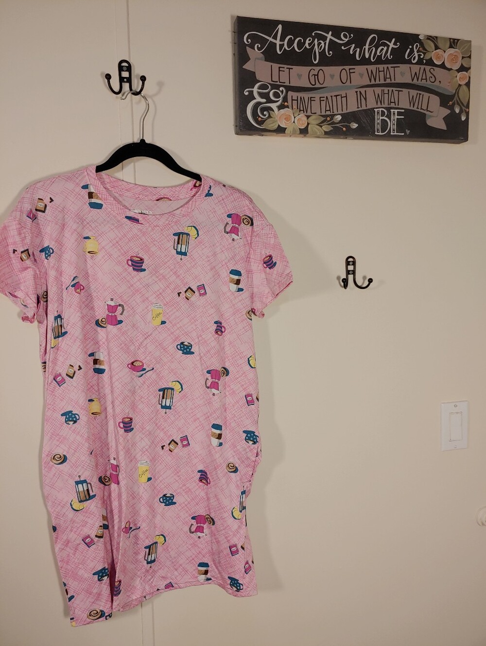 Joyspun Pink Small/medium Coffee Short Sleeve Nightshirt